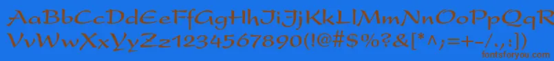 フォントPresentltstdBold – 茶色の文字が青い背景にあります。