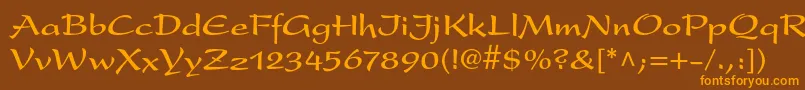 PresentltstdBold Font – Orange Fonts on Brown Background