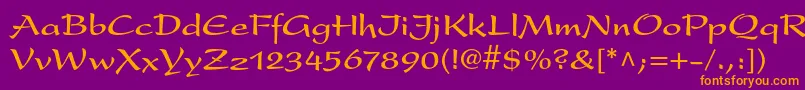 フォントPresentltstdBold – 紫色の背景にオレンジのフォント