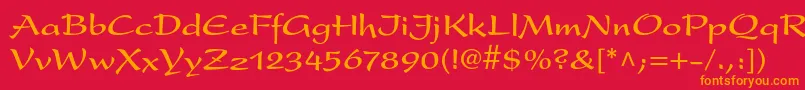 フォントPresentltstdBold – 赤い背景にオレンジの文字