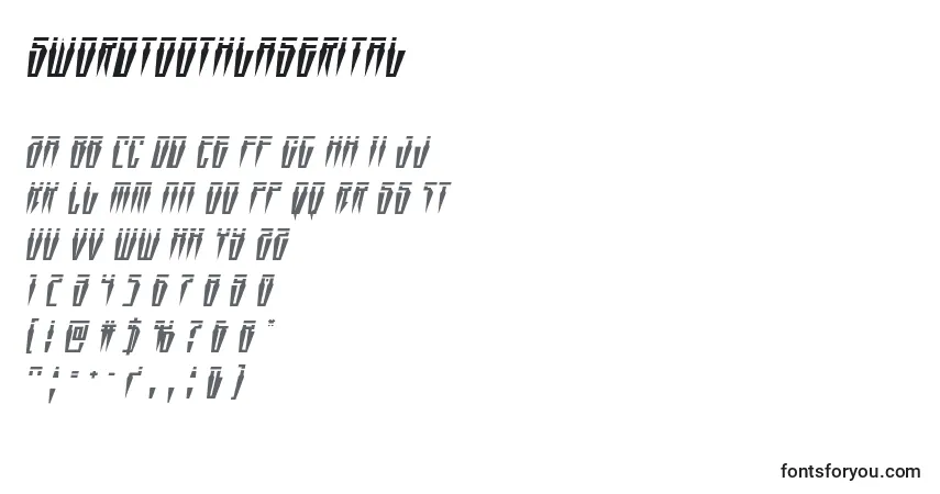 characters of swordtoothlaserital font, letter of swordtoothlaserital font, alphabet of  swordtoothlaserital font