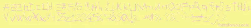 LesSupposByChazychaz-Schriftart – Rosa Schriften auf gelbem Hintergrund