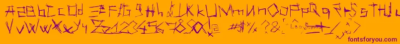 LesSupposByChazychaz-Schriftart – Violette Schriften auf orangefarbenem Hintergrund