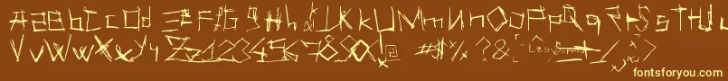 LesSupposByChazychaz-fontti – keltaiset fontit ruskealla taustalla
