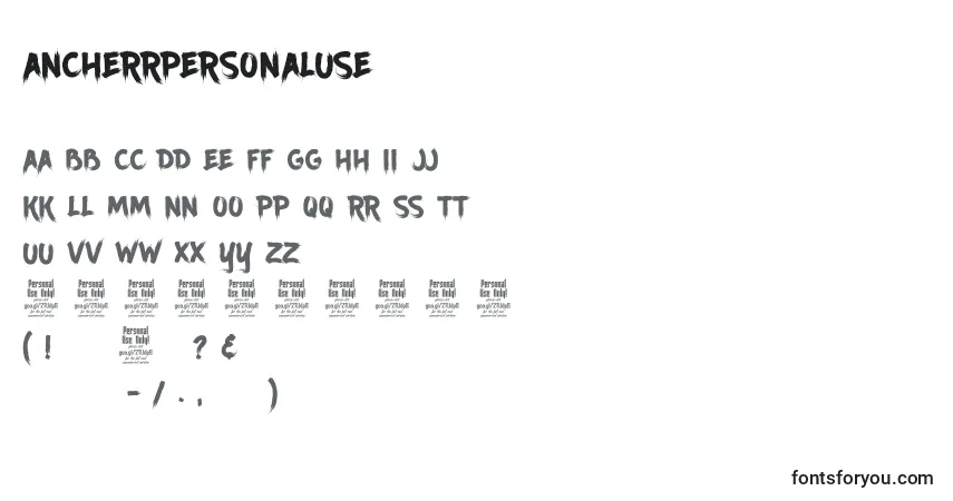 Czcionka AncherrPersonalUse – alfabet, cyfry, specjalne znaki