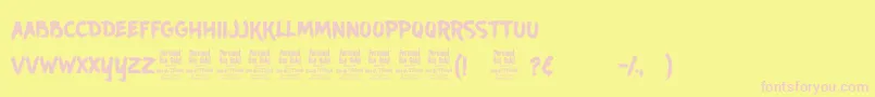 AncherrPersonalUse-fontti – vaaleanpunaiset fontit keltaisella taustalla