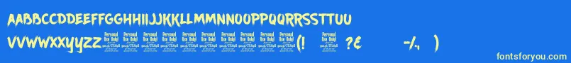フォントAncherrPersonalUse – 黄色の文字、青い背景