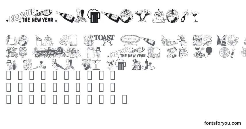 Schriftart Newyearbats – Alphabet, Zahlen, spezielle Symbole
