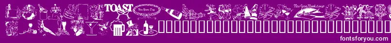 Newyearbats-Schriftart – Weiße Schriften auf violettem Hintergrund