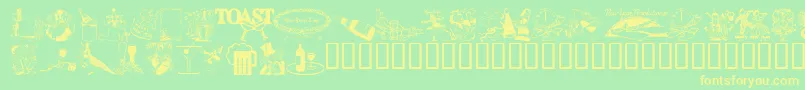 Weitere Informationen zur Newyearbats-Schriftart Newyearbats-Schriftart – Gelbe Schriften auf grünem Hintergrund