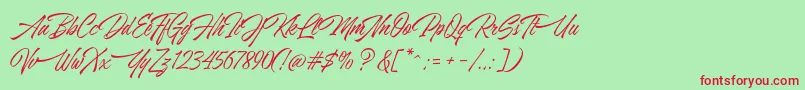 AzkiaDemo Font – Red Fonts on Green Background