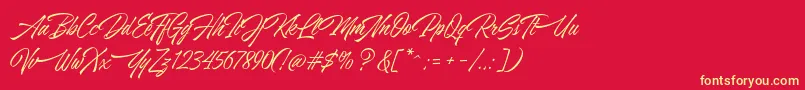 フォントAzkiaDemo – 黄色の文字、赤い背景
