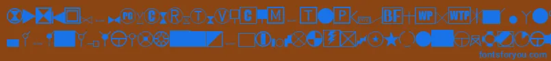 Шрифт EsriAmfmWater – синие шрифты на коричневом фоне