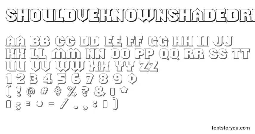 Czcionka ShouldveknownshadedRegular – alfabet, cyfry, specjalne znaki