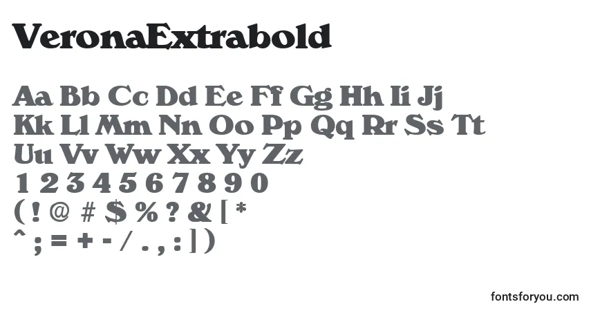 Шрифт VeronaExtrabold – алфавит, цифры, специальные символы