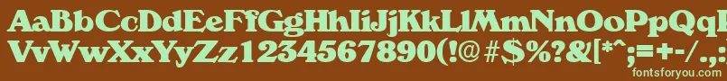 フォントVeronaExtrabold – 緑色の文字が茶色の背景にあります。