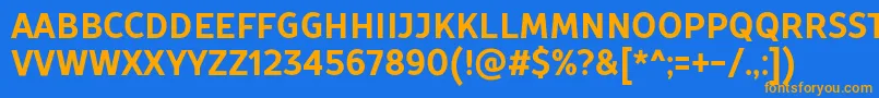 Czcionka TtProstoSansCondensedBoldDemo – pomarańczowe czcionki na niebieskim tle