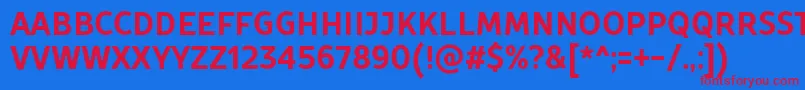 TtProstoSansCondensedBoldDemo-Schriftart – Rote Schriften auf blauem Hintergrund