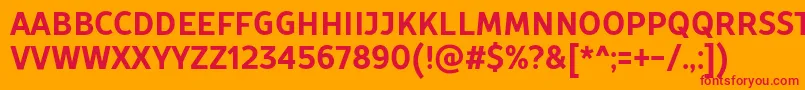 Czcionka TtProstoSansCondensedBoldDemo – czerwone czcionki na pomarańczowym tle