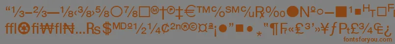 フォントWphv04n – 茶色の文字が灰色の背景にあります。