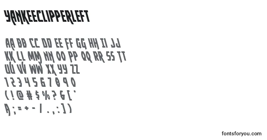 A fonte Yankeeclipperleft – alfabeto, números, caracteres especiais