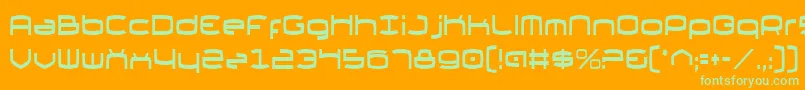 ThundergodIiCondensed-Schriftart – Grüne Schriften auf orangefarbenem Hintergrund