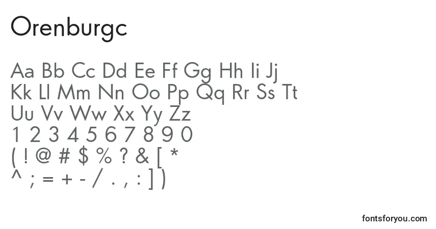 Шрифт Orenburgc – алфавит, цифры, специальные символы