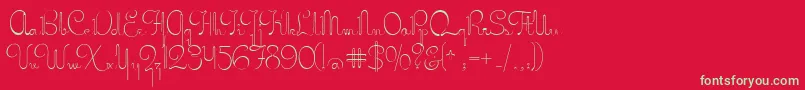 MissStephams-Schriftart – Grüne Schriften auf rotem Hintergrund