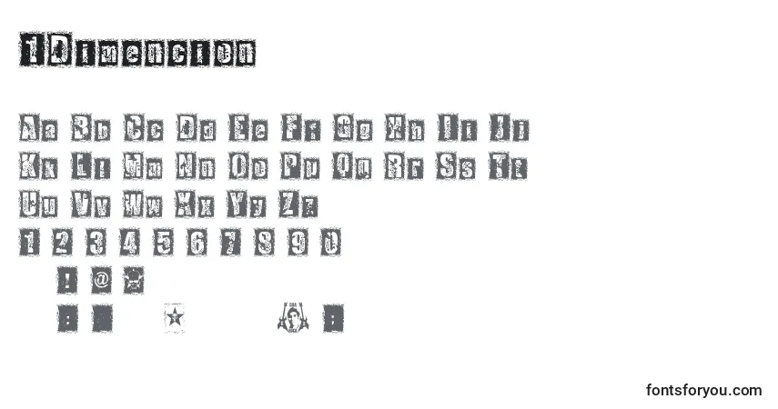A fonte 1Dimencion – alfabeto, números, caracteres especiais