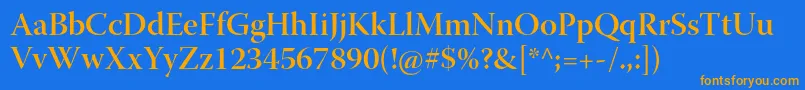 WarnockproSemibolddisp Font – Orange Fonts on Blue Background