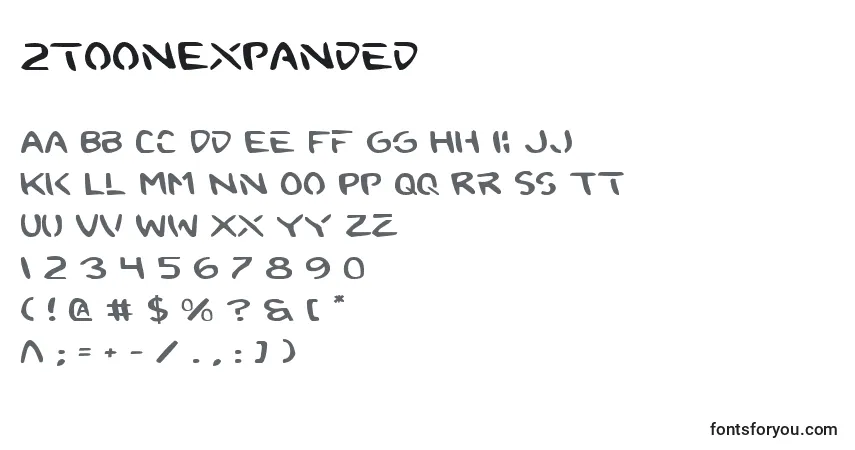 2toonExpanded-fontti – aakkoset, numerot, erikoismerkit