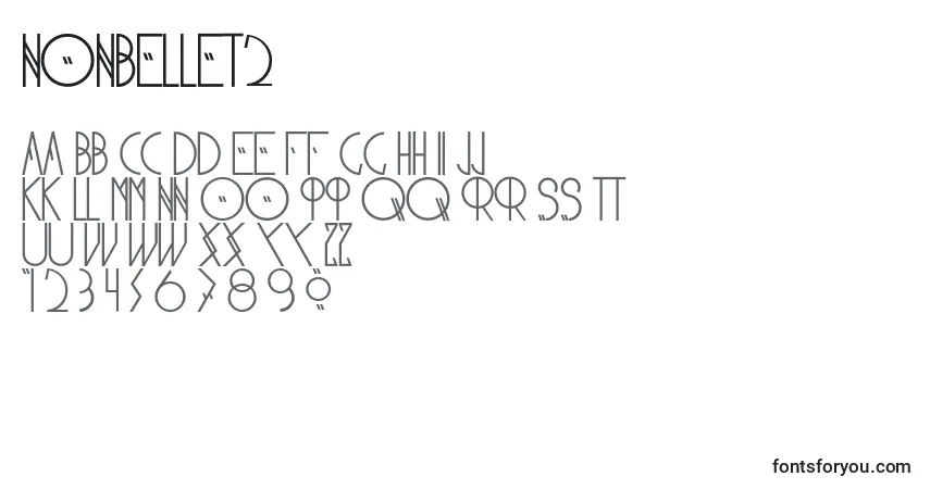 Nonbellet2-fontti – aakkoset, numerot, erikoismerkit