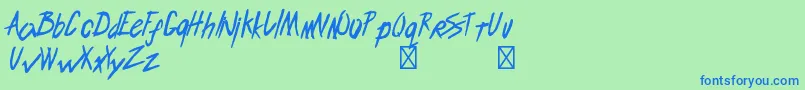 Czcionka EndlessbummerRegular – niebieskie czcionki na zielonym tle