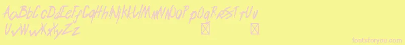 EndlessbummerRegular-fontti – vaaleanpunaiset fontit keltaisella taustalla