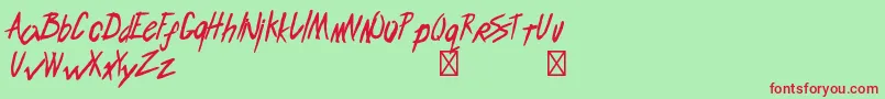 Fonte EndlessbummerRegular – fontes vermelhas em um fundo verde