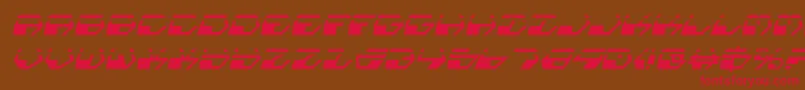 フォントDeranianlai – 赤い文字が茶色の背景にあります。