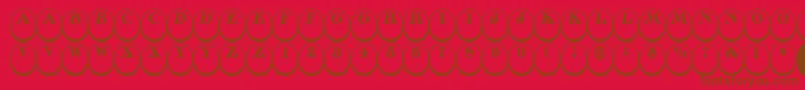 Weitere Informationen zur Discoserifdn3DnrRegular-Schriftart Discoserifdn3DnrRegular-Schriftart – Braune Schriften auf rotem Hintergrund