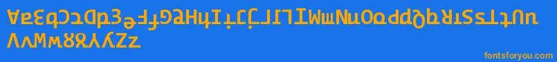 フォントRidicode – オレンジ色の文字が青い背景にあります。