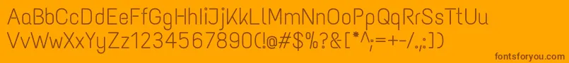 TextmeoneRegular-Schriftart – Braune Schriften auf orangefarbenem Hintergrund