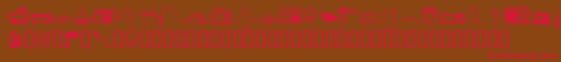 フォントPinxitprivatell – 赤い文字が茶色の背景にあります。