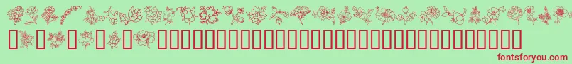 TraditionalFloralDesignIii-Schriftart – Rote Schriften auf grünem Hintergrund