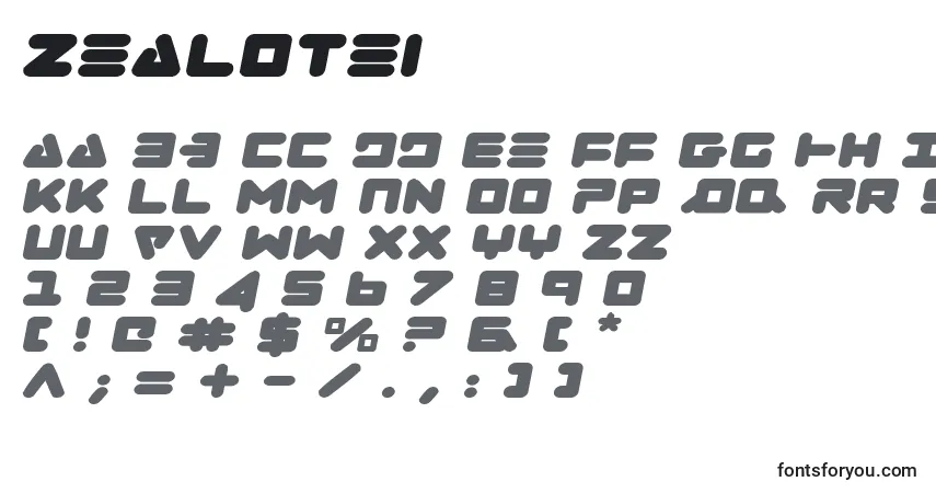 Schriftart Zealotei – Alphabet, Zahlen, spezielle Symbole