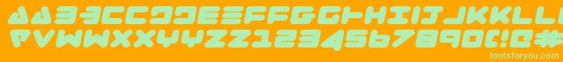 Zealotei-Schriftart – Grüne Schriften auf orangefarbenem Hintergrund