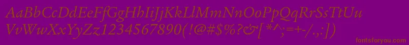 LegacyserifstdBookitalic Font – Brown Fonts on Purple Background