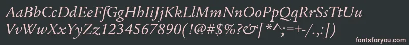 Шрифт LegacyserifstdBookitalic – розовые шрифты на чёрном фоне
