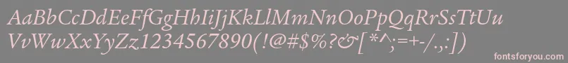 LegacyserifstdBookitalic Font – Pink Fonts on Gray Background