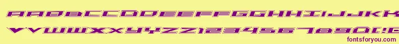フォントTriremeAcademyItalic – 紫色のフォント、黄色の背景