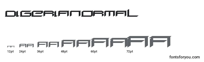 Размеры шрифта DigeriaNormal