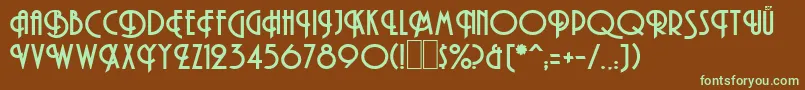 フォントHamanBold – 緑色の文字が茶色の背景にあります。