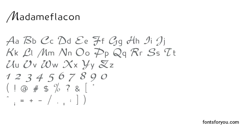 A fonte Madameflacon – alfabeto, números, caracteres especiais